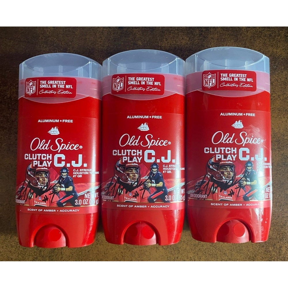 3X Old Spice NFL Deodorant C.J. Stroud Clutch Play Amber Accuracy 3oz NEW